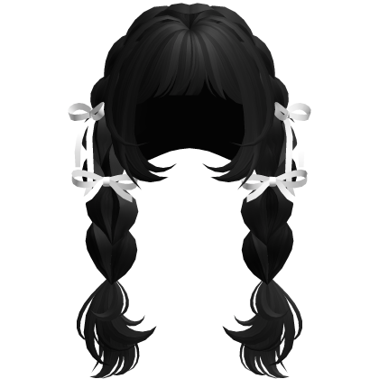 Fluffy Doll Bow Braids (Black) Roblox item