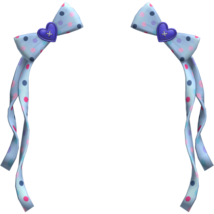 (21) Sky Blue/Navy Polka Bows w Ribbons Roblox item