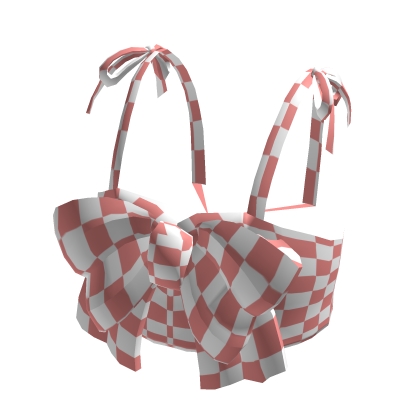 Pink Checkered Bow Top