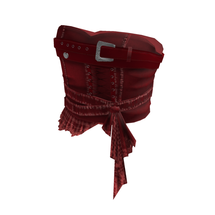 Goth Lace Up Skirt w/ Belt & Sash (Red)