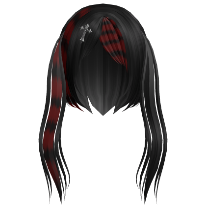 Long gothic black red hair w/ braid and cross