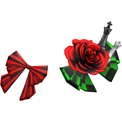 Checkered Christmas Chess Bow Headpiece w Roses Roblox item