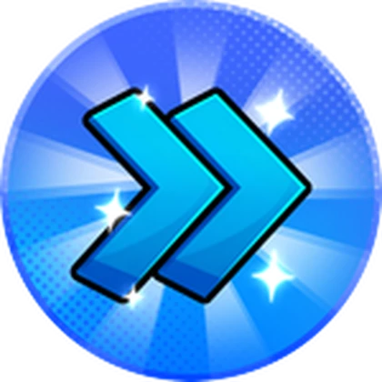 ไอคอน Game Pass Increased Game speed: เครื่องหมายลูกศรคู่สีน้ำเงินบนพื้นหลังสีน้ำเงินเข้ม