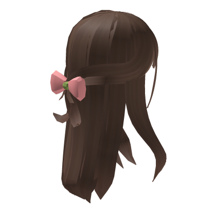 Brown Hair with Pink Bow Roblox item