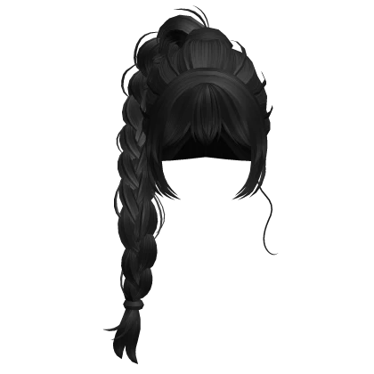 Roblox hair preview for Long Braided Ponytail (Black)
