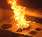 the kitchen is in flames