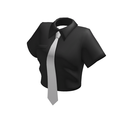 Black Crop Office Shirt w/ White Tie