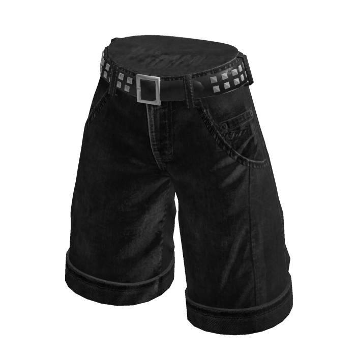 Baggy Shorts with Studded Belt (Black)