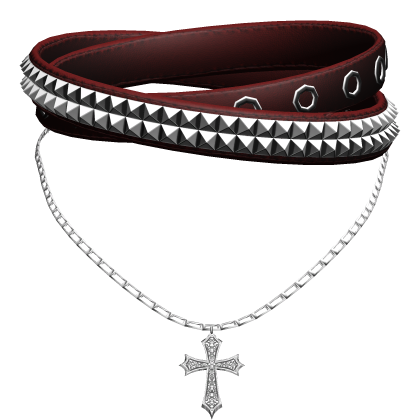 Emo Red Studded Belt Choker Roblox item