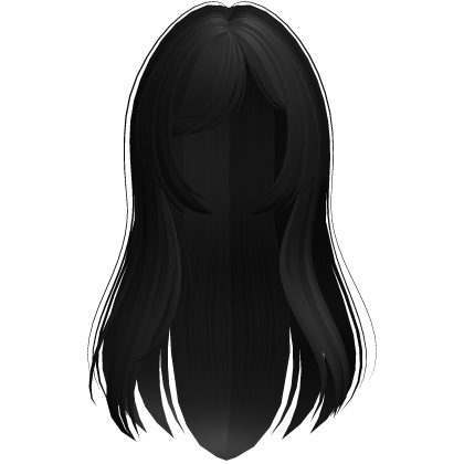 long layered black hair with side bangs Roblox item