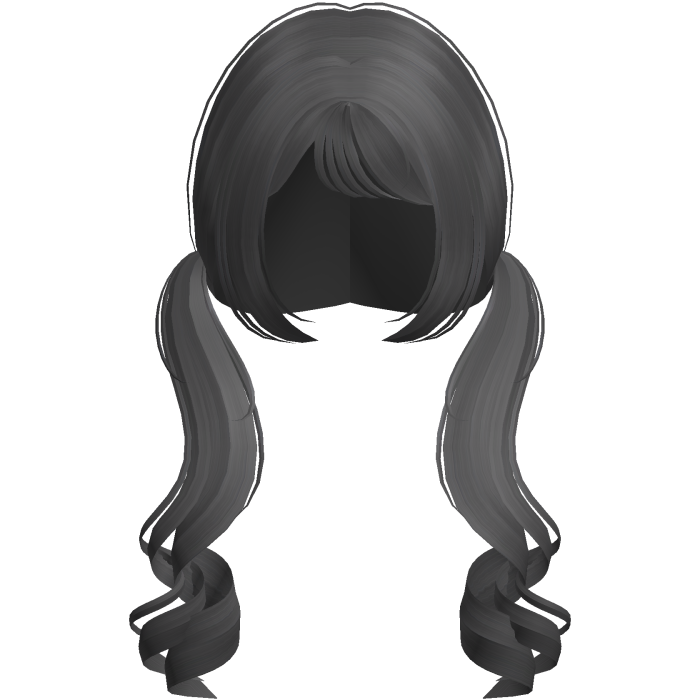 ♡ : cute long curly pigtails in dark gray