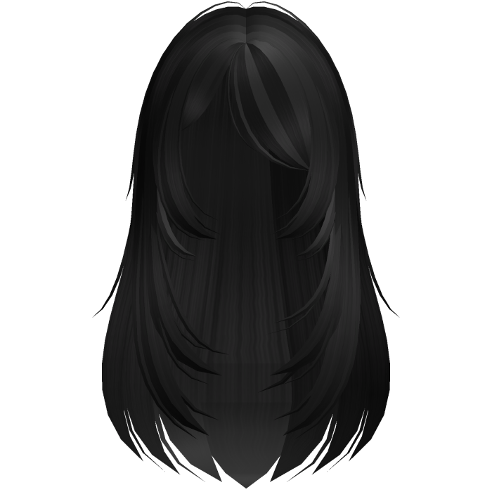 ♡꒰sweet long hair w sideswept bangs black꒱