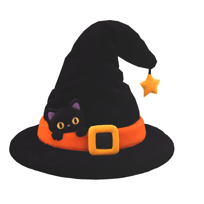 Cute Plush Witch Hat with Cat and Star