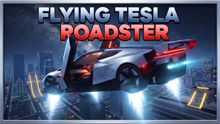 Flying Tesla Roadster on Roblox, screenshot 2