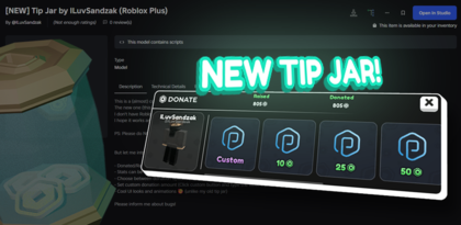 [NEW] Tip Jar by ILuvSandzak (Roblox Plus) preview 2