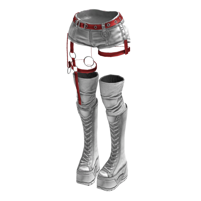 Gothic Emo Y2K Shorts boot straps (White Red)