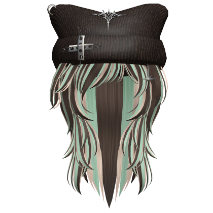 Scene Vkei Hair w/ Y2K Cat Beanie (Mint Choco) Roblox item
