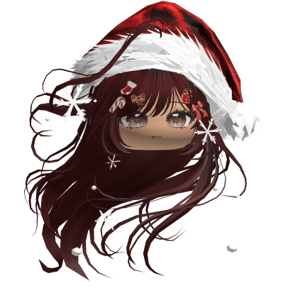 Windy Anime Hair w/Santa Hat (Dark Red)