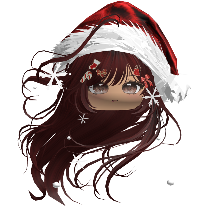 Windy Anime Hair w/Santa Hat (Dark Red)