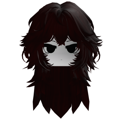 Red Messy Anime Girl Hair w/ Emo Cute Face Roblox item