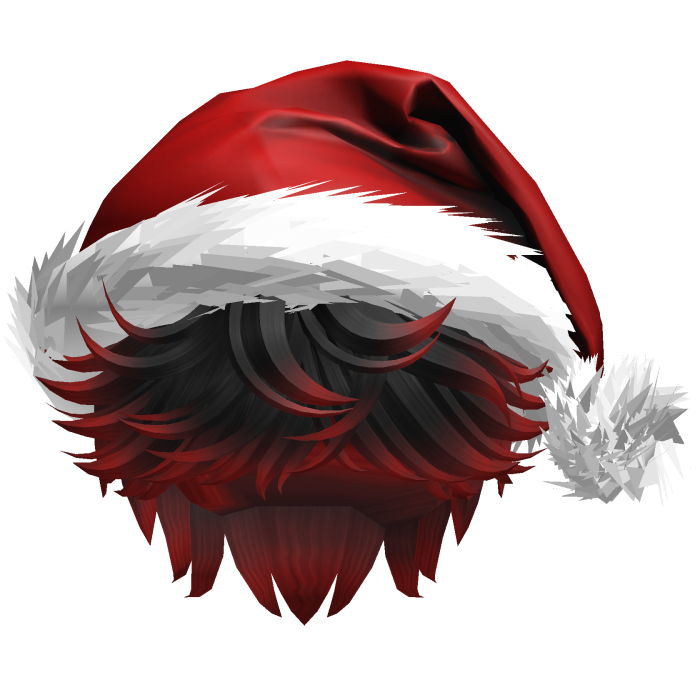 Messy Fluffy Black and Red Hair a Santa Hat Y2k