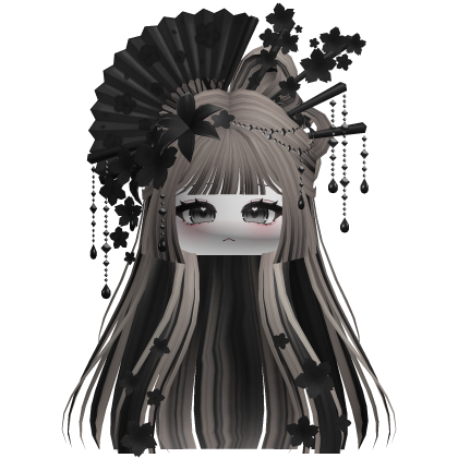 Mystical Hair w/ Sakura Headpiece (Ash&Black) Roblox item