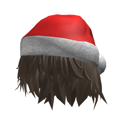 Santa Hat With Messy Boy Hair Brown Roblox item