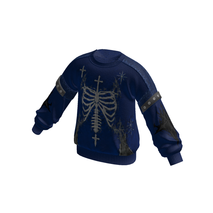 Goth Ribcage Graphic Sweater (Navy)