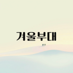 겨울부대 ㅣ winter