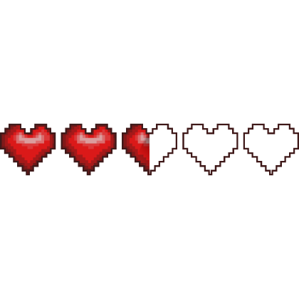 Red Damaged Pixel Heart Health Bar