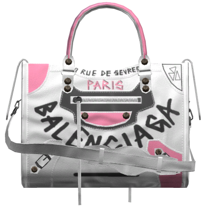 Luxury graffiti city bag in white & pink thumbnail