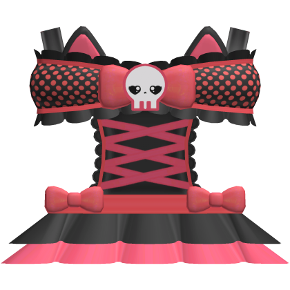 ୨୧: red spooky kitty skull witch dress Roblox item