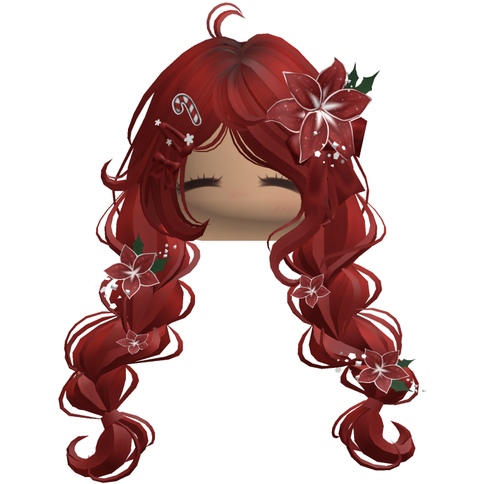♡ Christmas Preppy Flower Braids (Red)