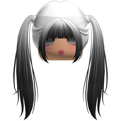 Black & White Long Pigtails w/ Bangs Roblox item