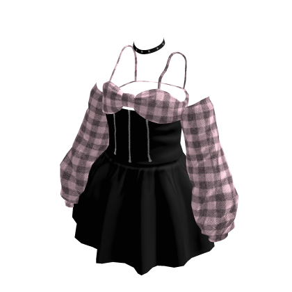 Cute Black Checkered Skirt Dress