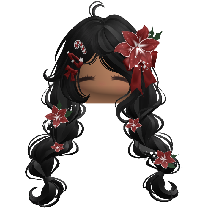 ♡ Christmas Preppy Flower Braids (Black)