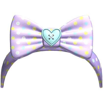 (5) Lilac w Light Teal Polka Bow Headband Roblox item
