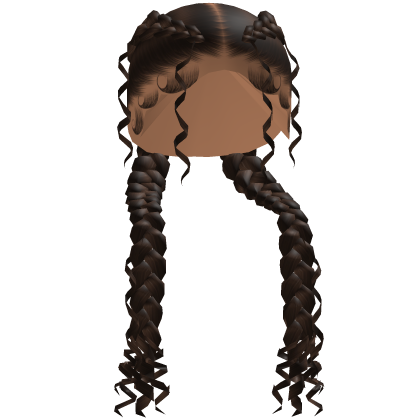 Double Curly Braids in Brown  Roblox item