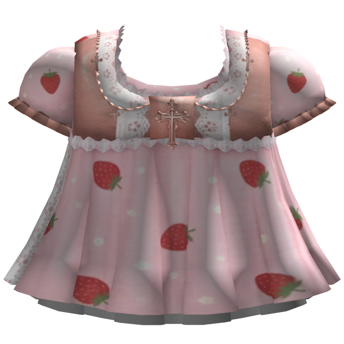 Pink Strawberry Coquette Dress Jesus Cross Details