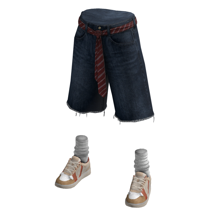 Tie Belt Jorts w/ Tan Sneakers (Blue)