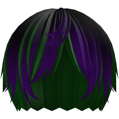 ‘’ (๑ — ‸ ҂)ゝcurly emo hair in purple green Roblox item