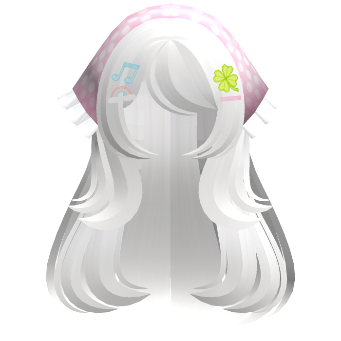 ♡ kawaii white long hair w pink headkerchief