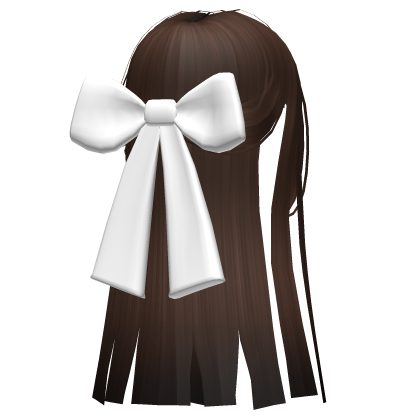 Straight Half up Hair w/ White Bow Brown Roblox item