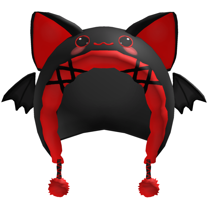 Black Red Bat Cat Hood - Halloween