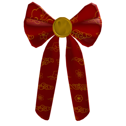 Red Silk Ribbon Bow Tie [Gold Rabbit]