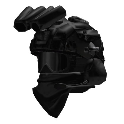 Black Military Helmet w Scarf, Mask And Goggles v2