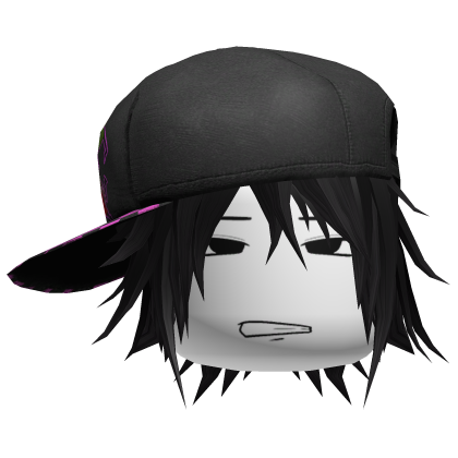 black emo skater boy hair w side cap Roblox item