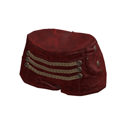 Y2K Studded Strap Denim Shorts (Burgundy)