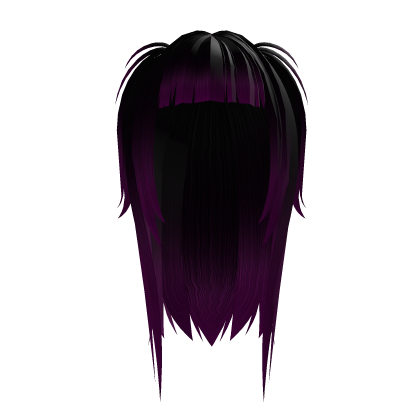 long purple and black halloween pigtail hair bangs Roblox item