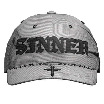 Distressed Sinners Hat w Cross n Chains White Roblox item
